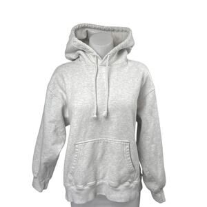 Aritzia TNA Cozy Fleece Boyfriend Light Gray Hoodie Hooded Sweatshirt Top Size S